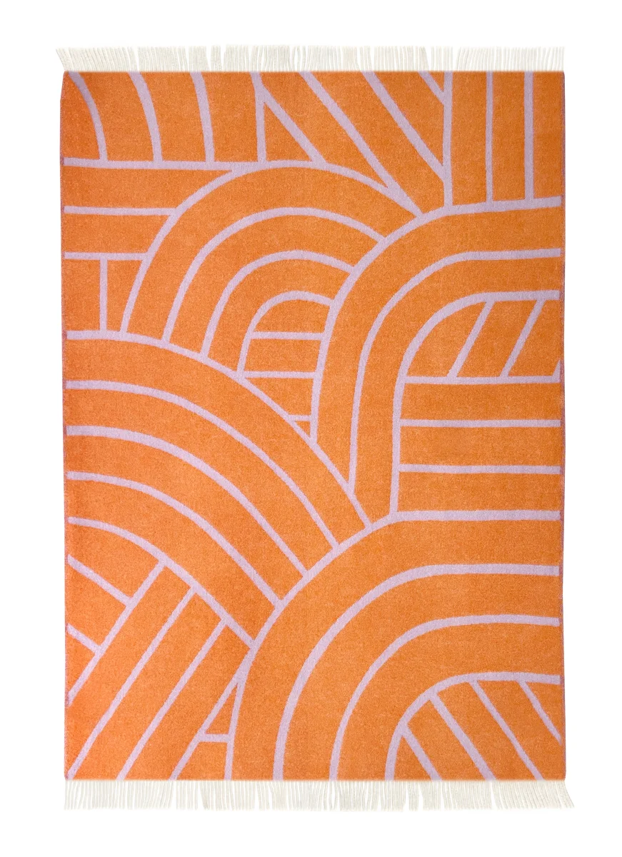 Wollen plaid Lines Lila-Organje - Afbeelding 5