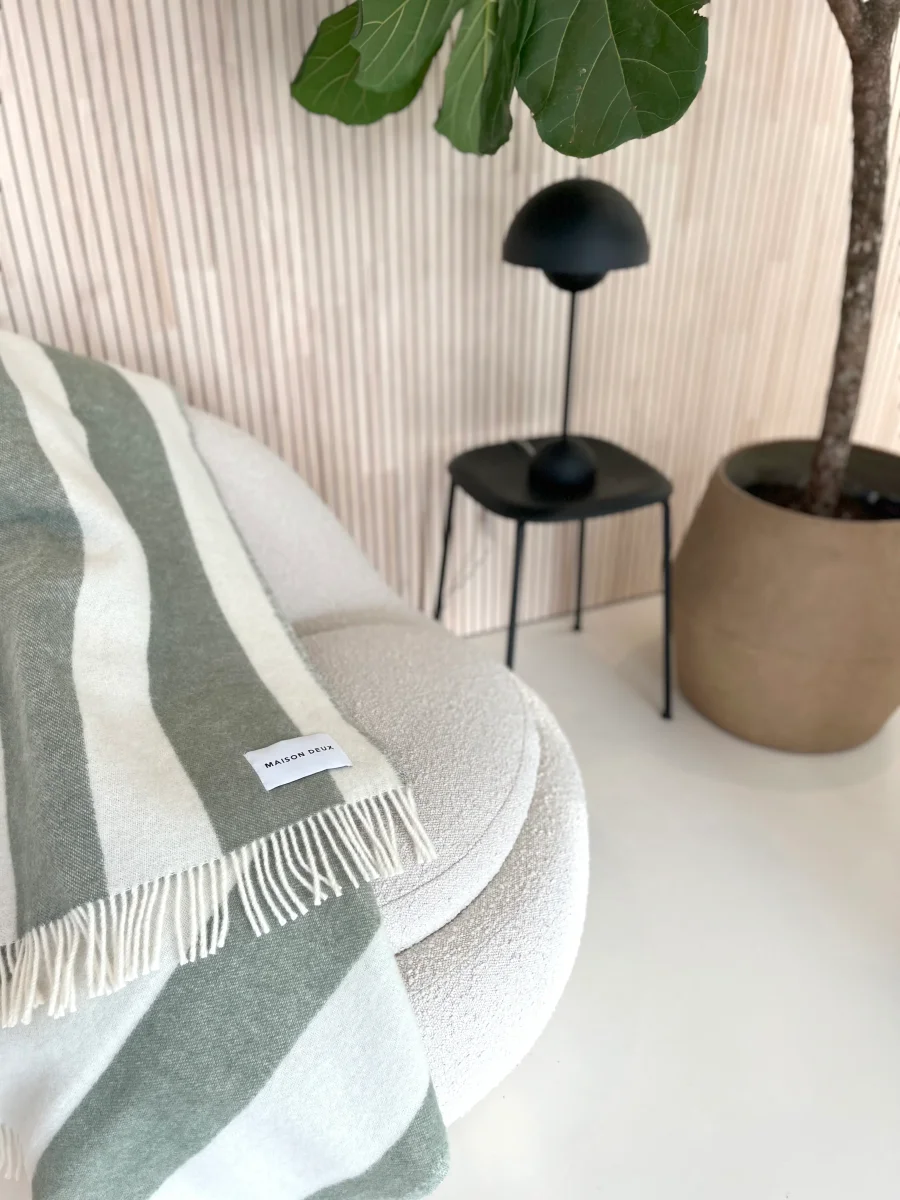 Wollen plaid Rough Stripe Agave - Afbeelding 3