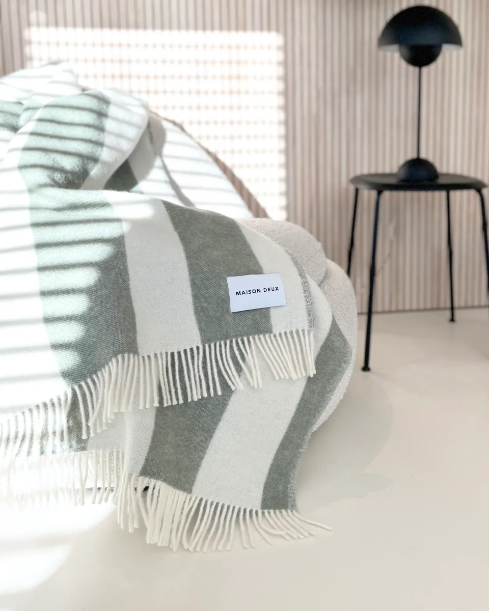 Wollen plaid Rough Stripe Agave - Afbeelding 4