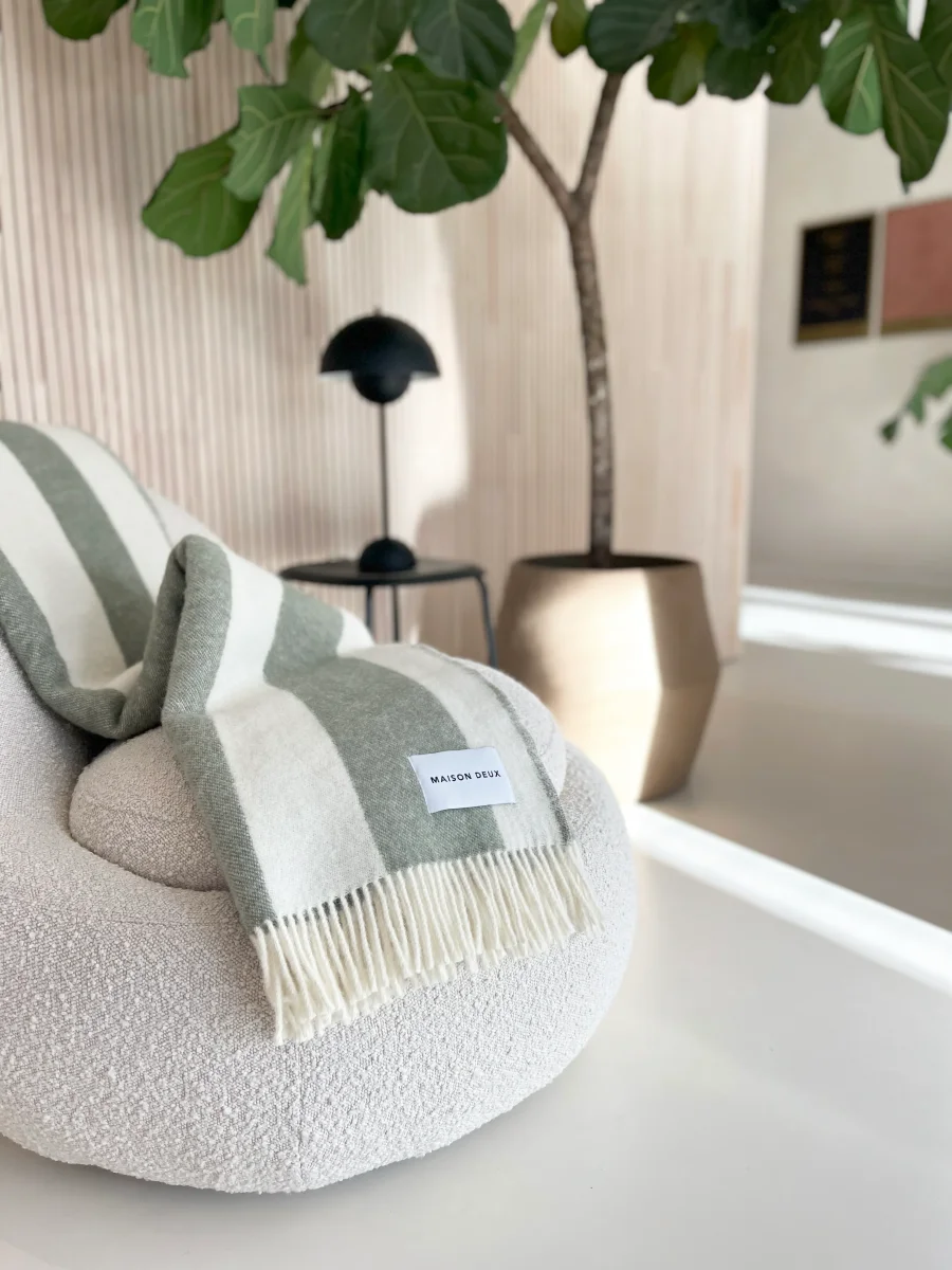 Wollen plaid Rough Stripe Agave - Afbeelding 5