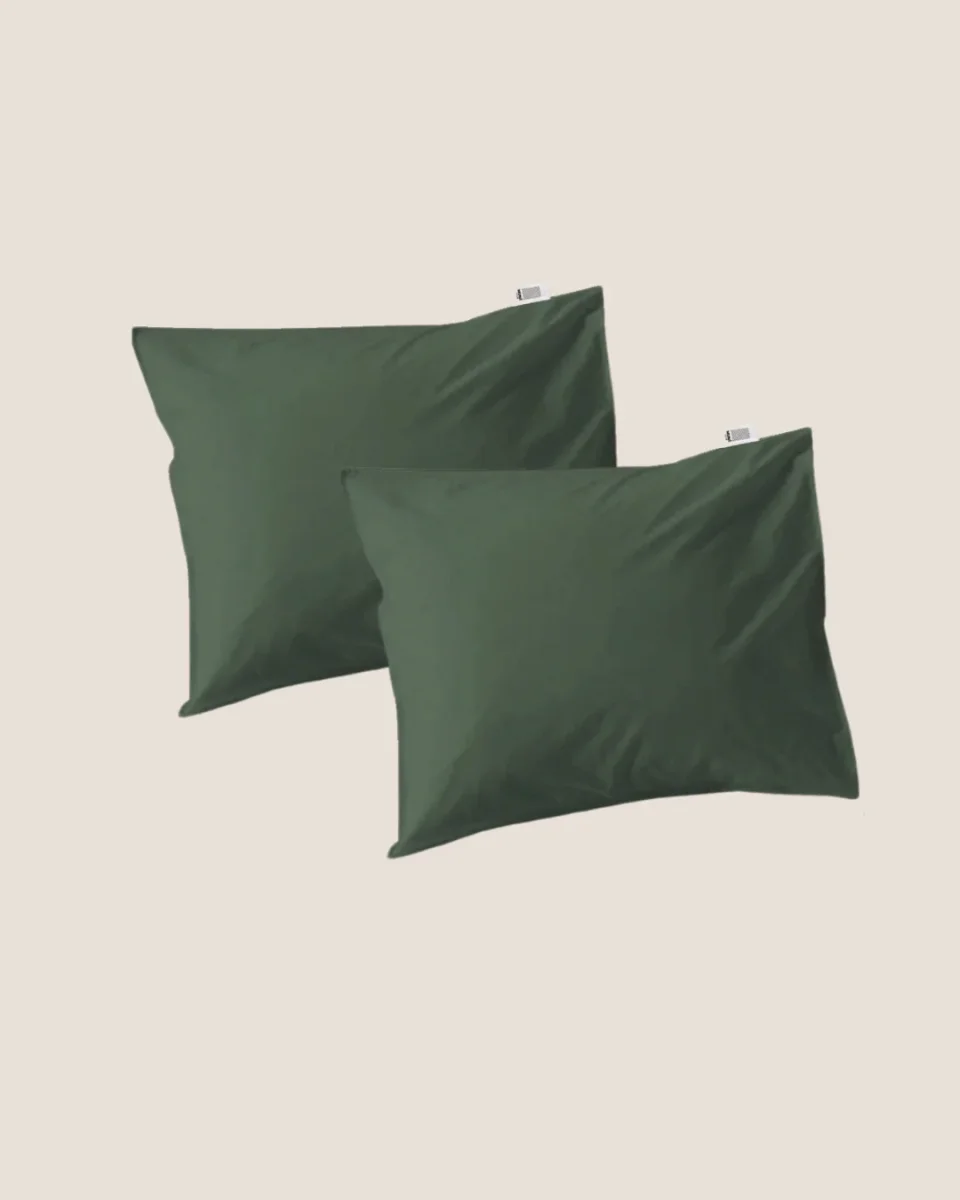 Kussenslopen Set Katoen Satijn Olijf Groen - Afbeelding 2
