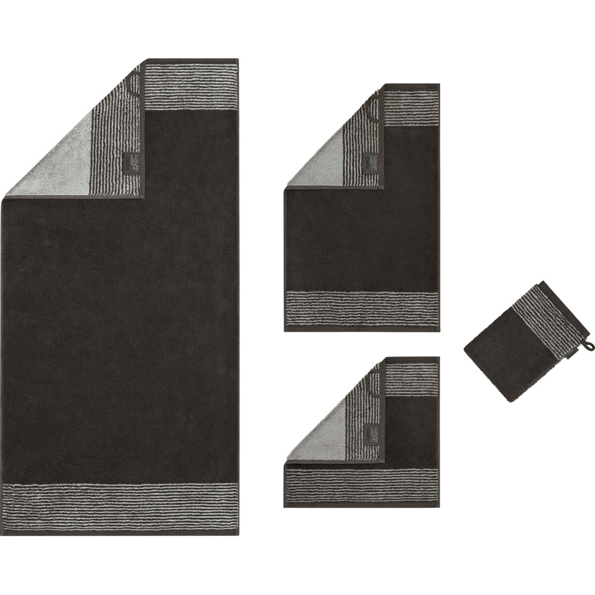 Wasdoek - Two Tone - Set van 6 - Basalt - 30-30 cm - Afbeelding 4