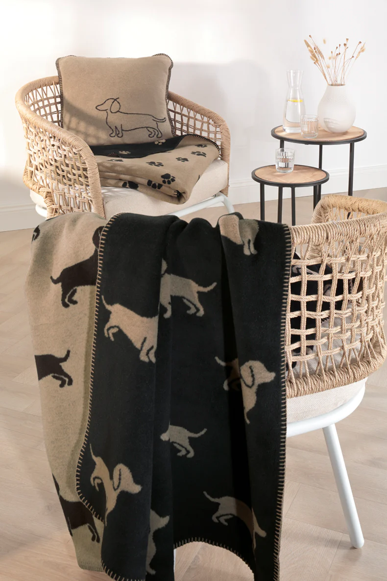 Plaid – We Love Dogs Zwart Beige - Afbeelding 6