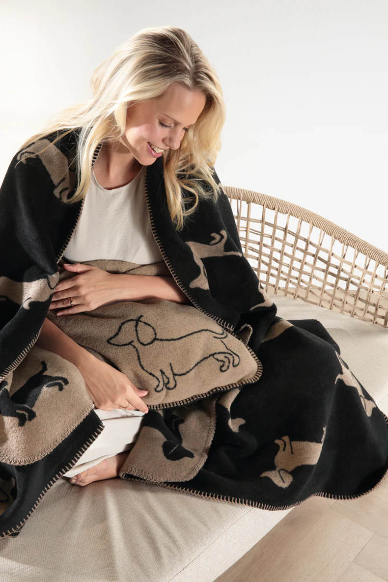 Plaid – We Love Dogs Zwart Beige - Afbeelding 3