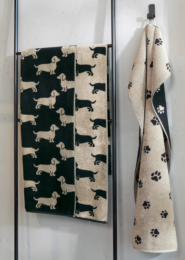 6 x Gastendoeken Paws Zwart-Beige 30x50 cm - Afbeelding 6