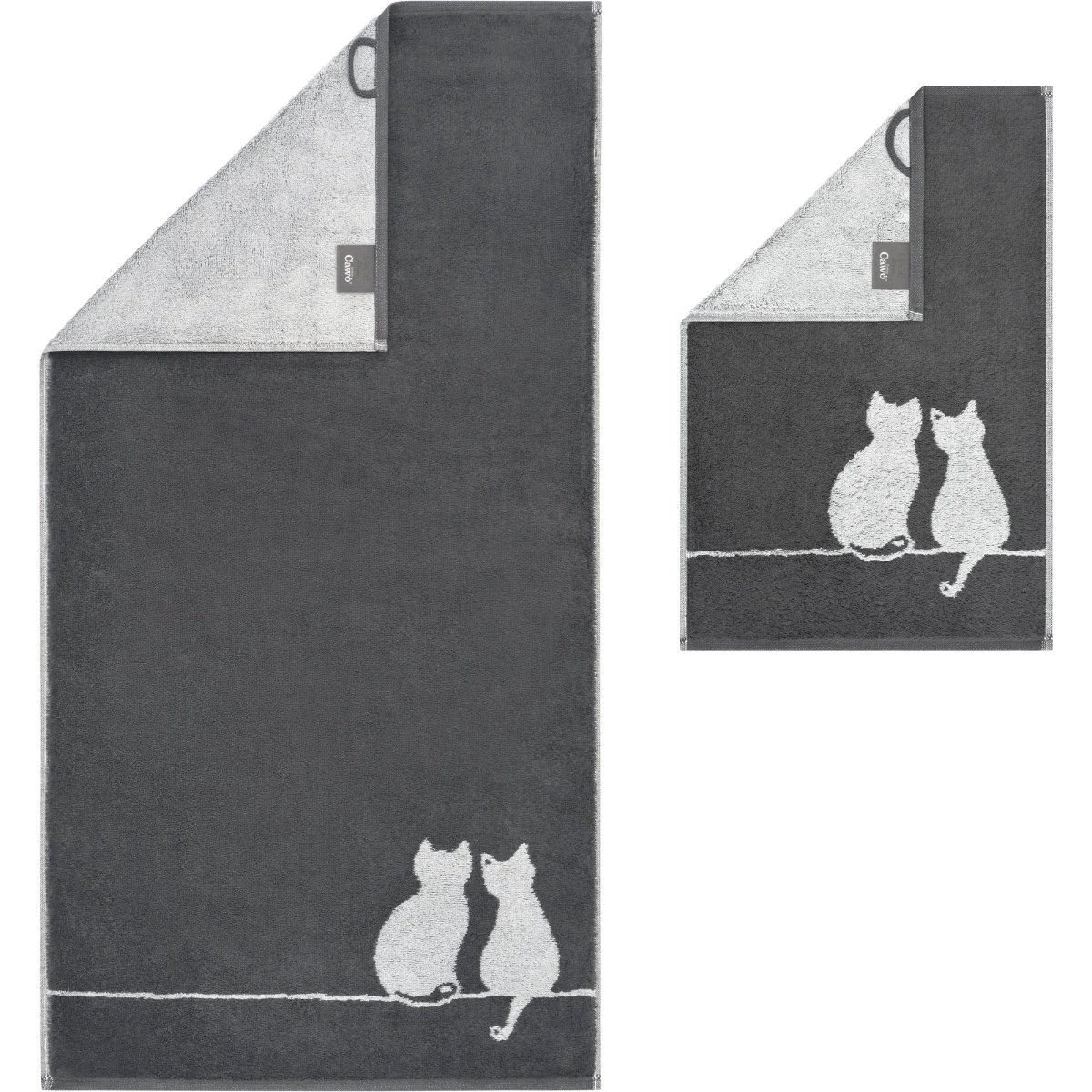 Douchelaken Cute Cats Basalt-Platin 80x150 cm - Afbeelding 5