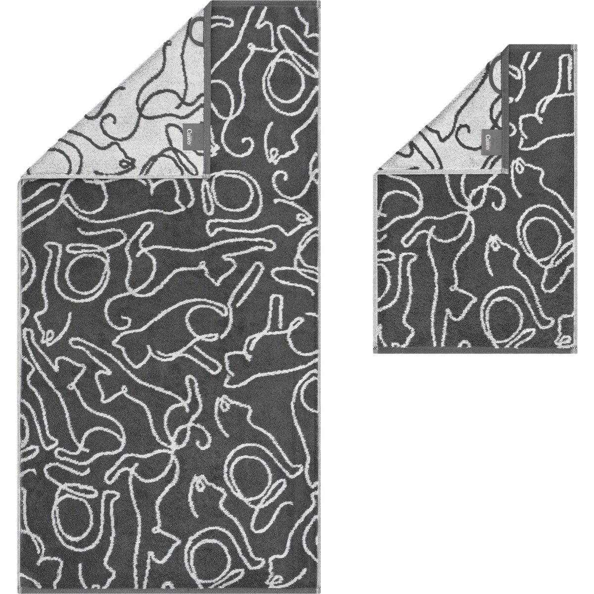 3 x Handdoeken Cats Basalt-Platin 50x100 cm - Afbeelding 4
