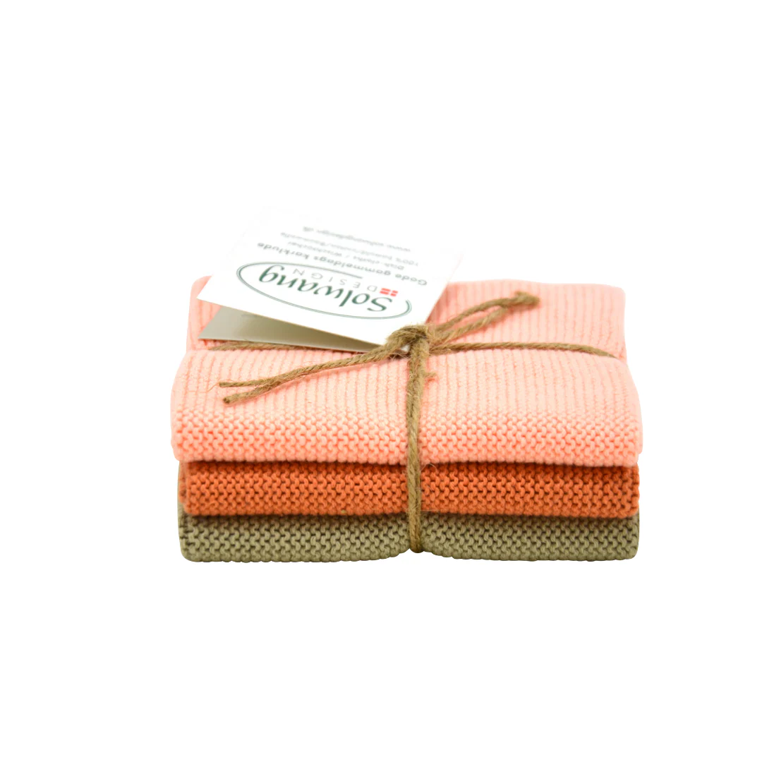 Vaatdoek 3-pack Olive Apricot Combi - Afbeelding 2