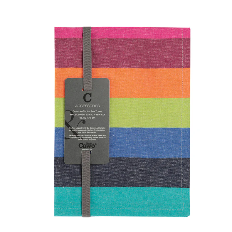 Theedoek Cuisine Lifestyle - set van 4 - Multikleur Blokstreep Donker - 50x70 cm