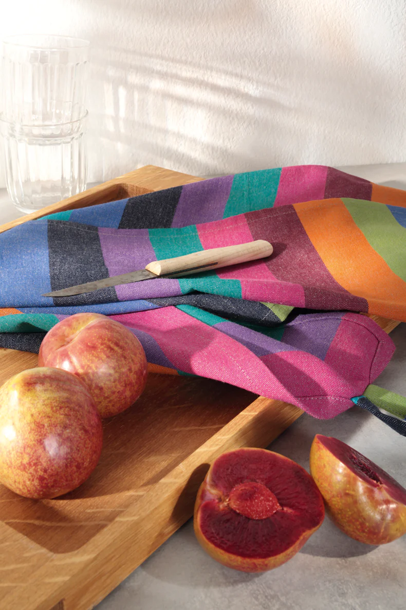 Theedoek Cuisine Lifestyle - set van 4 - Multikleur Blokstreep Donker - 50x70 cm - Afbeelding 3