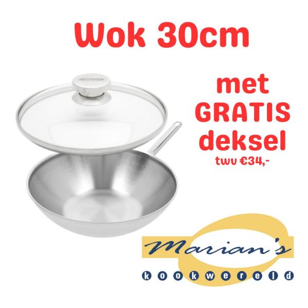 Wok 30cm+glasdeksel Apollo-7 Demeyere - Afbeelding 2