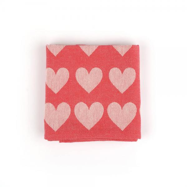 Theedoek Heart Red Bunzlau Castle