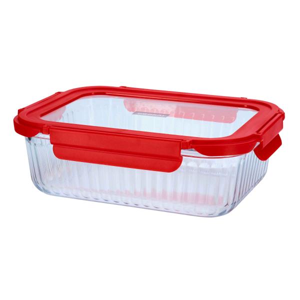 Braadslede-Diepvriesdoos glas 1520ml rood Cookai - Afbeelding 2