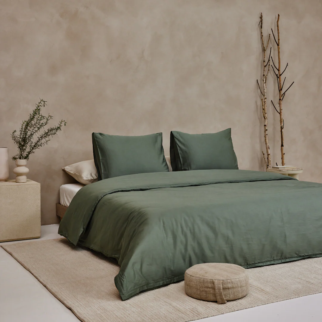 Kussenslopen Set Katoen Satijn Olijf Groen - Afbeelding 5