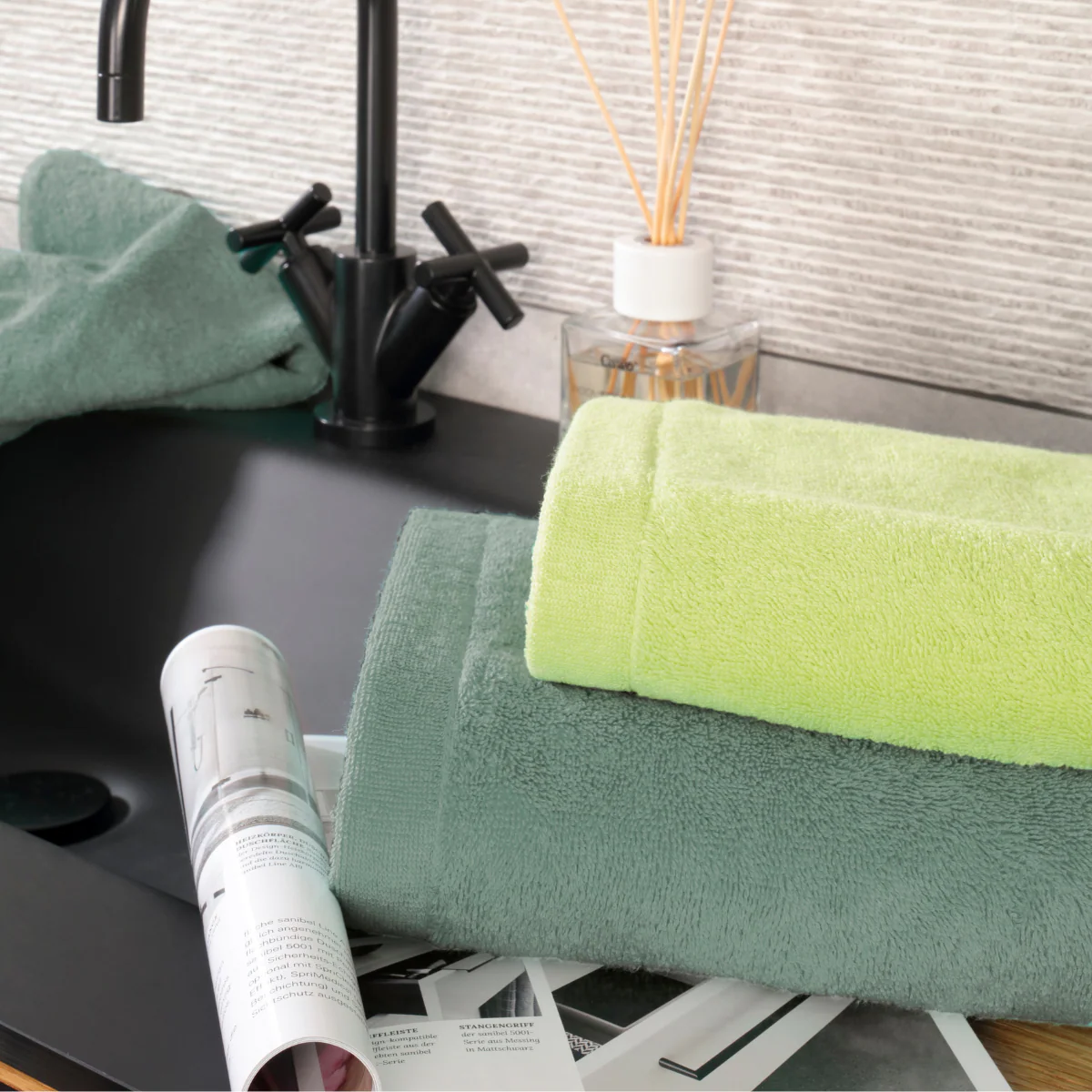 Lifestyle Uni Douchelaken 1 stuks - Pistache 70x140 cm - Afbeelding 3