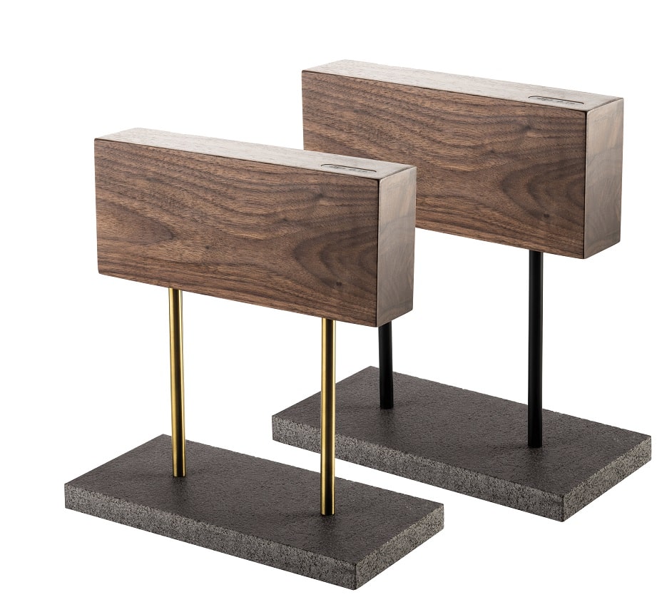 Magnetisch messenblok walnoot op natuurstenen voet - Afbeelding 2