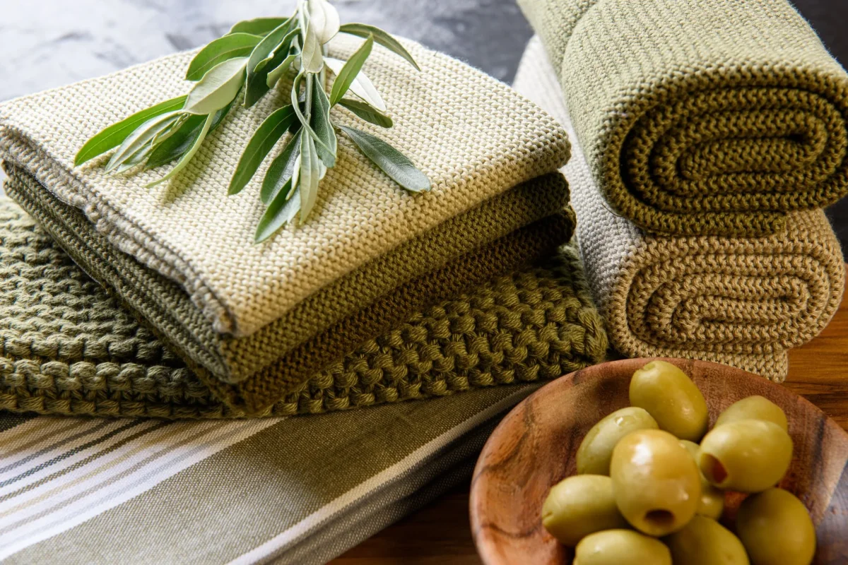 Vaatdoek 3-pack Olive Apricot Combi - Afbeelding 3