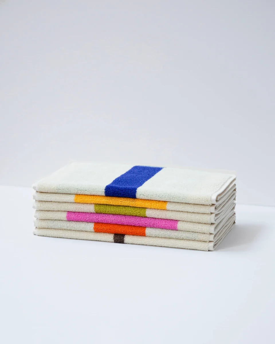 Gastendoekjes luxe set van 3 Pink Royal Blue Brown - Afbeelding 3