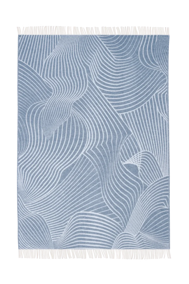 Wollen plaid Techno Bee Denim-Creme - Afbeelding 6