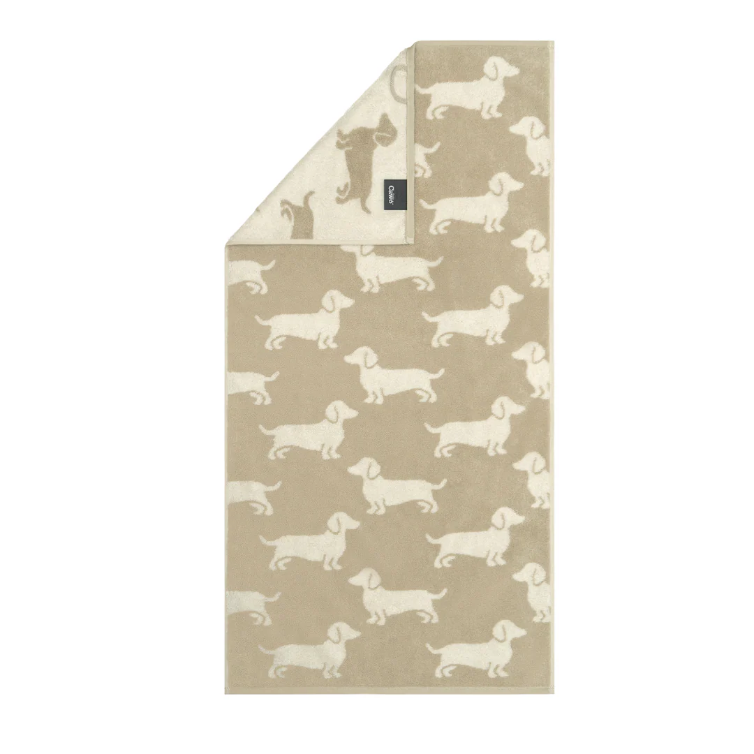 3 x Handdoeken Dogs Naturel-Beige 50x100 cm