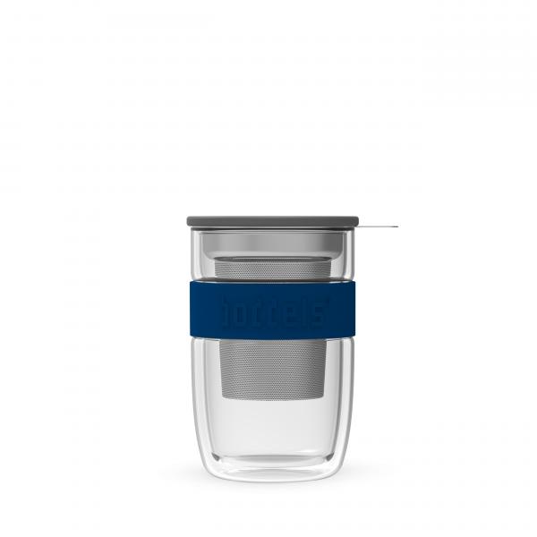 Dubbelw. theeglas met filter Boddels donkerblauw - Afbeelding 4