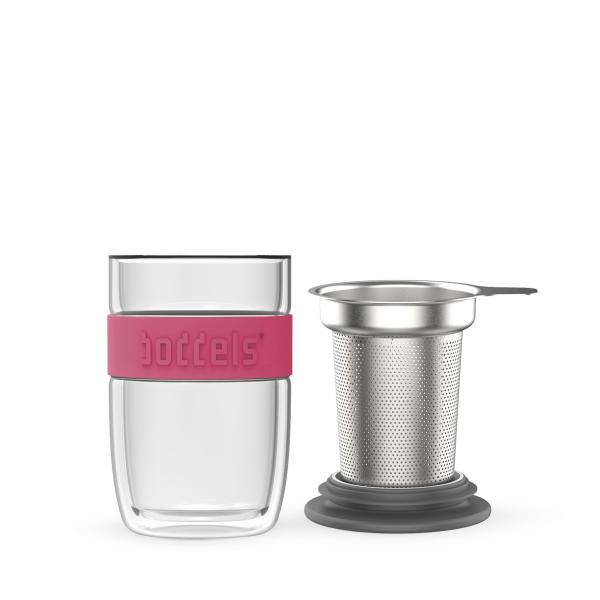 Dubbelw. theeglas met filter Boddels roze - Afbeelding 3