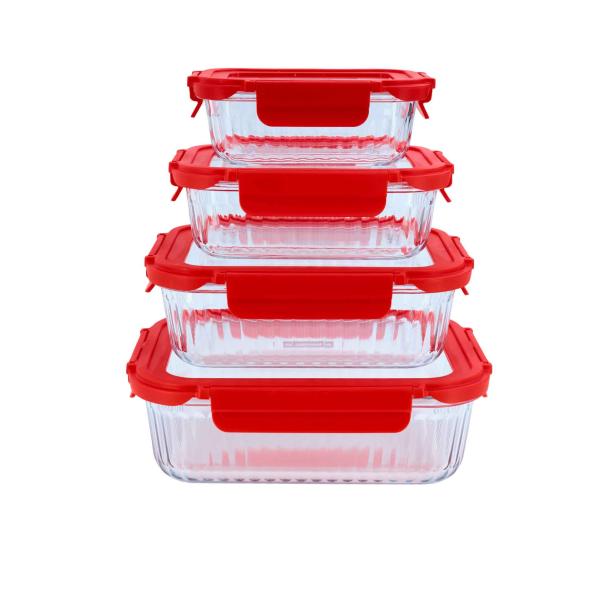 Braadslede-Diepvriesdoos glas 1520ml rood Cookai - Afbeelding 3