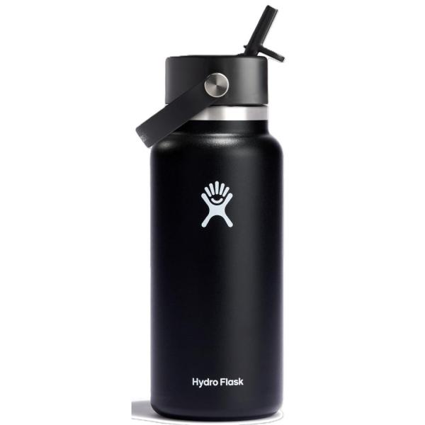 Drinkfles Wide Mouth met rietje 946ml Black Hydro Flask