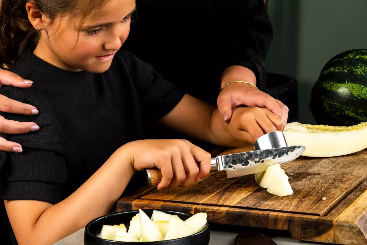 Olive Forged kindermes met vingerbeschermer en hoes - Afbeelding 4