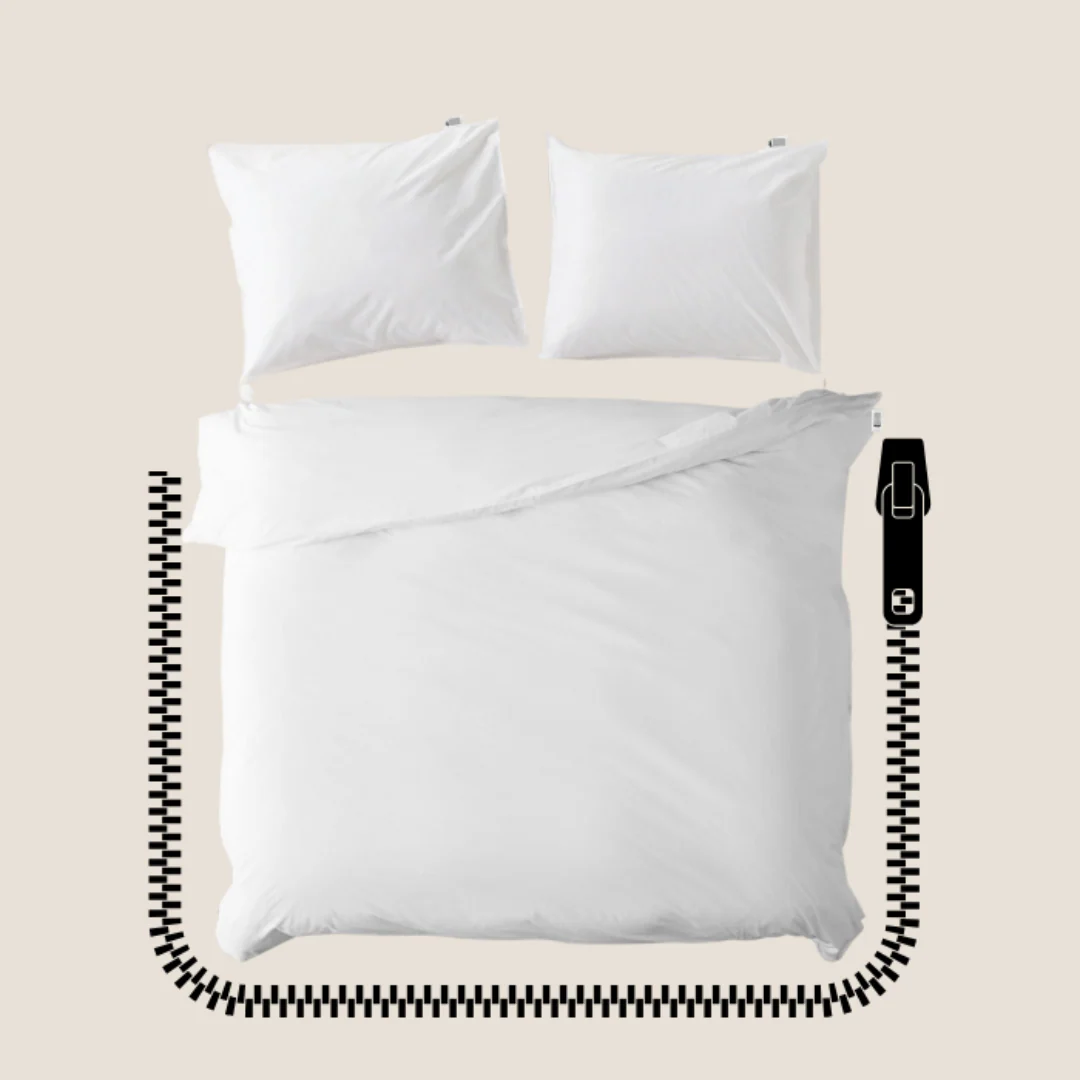 Overtrek Met Rits Dromerig Wit - Katoen Satijn - Afbeelding 3