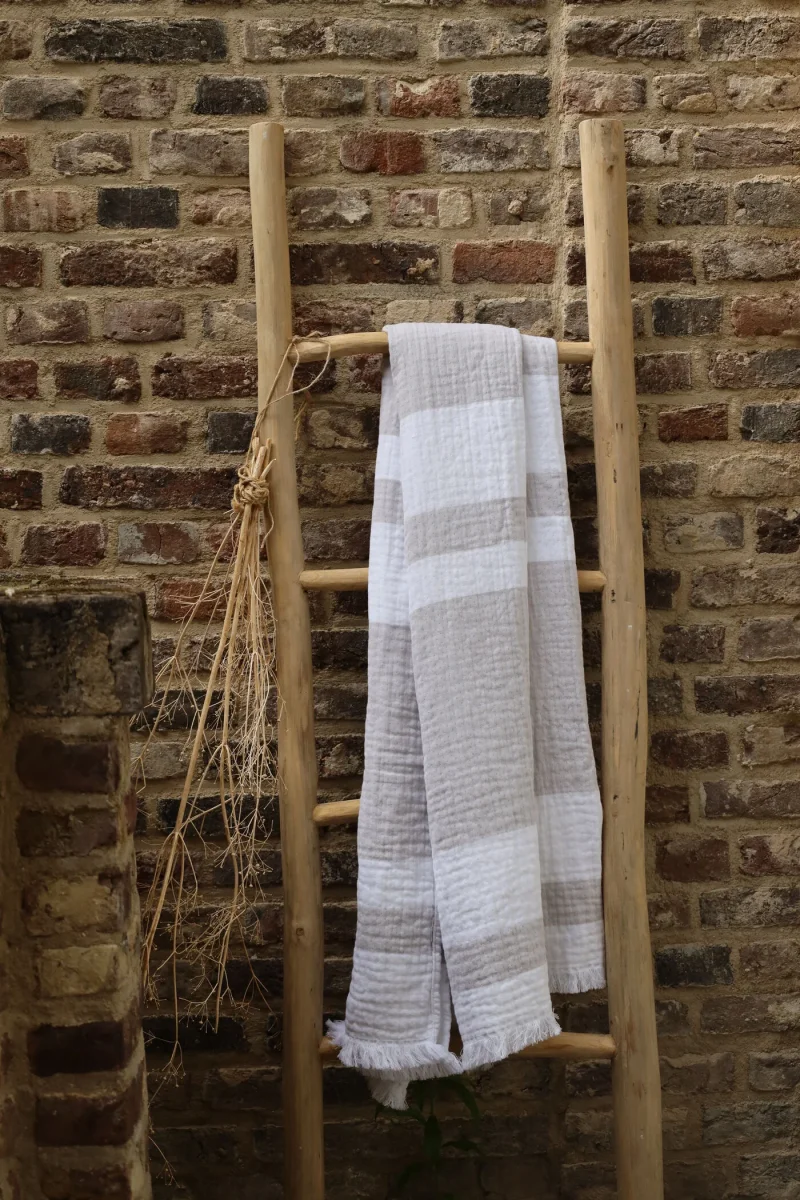 Plaid Portofino Taupe-White - Afbeelding 2