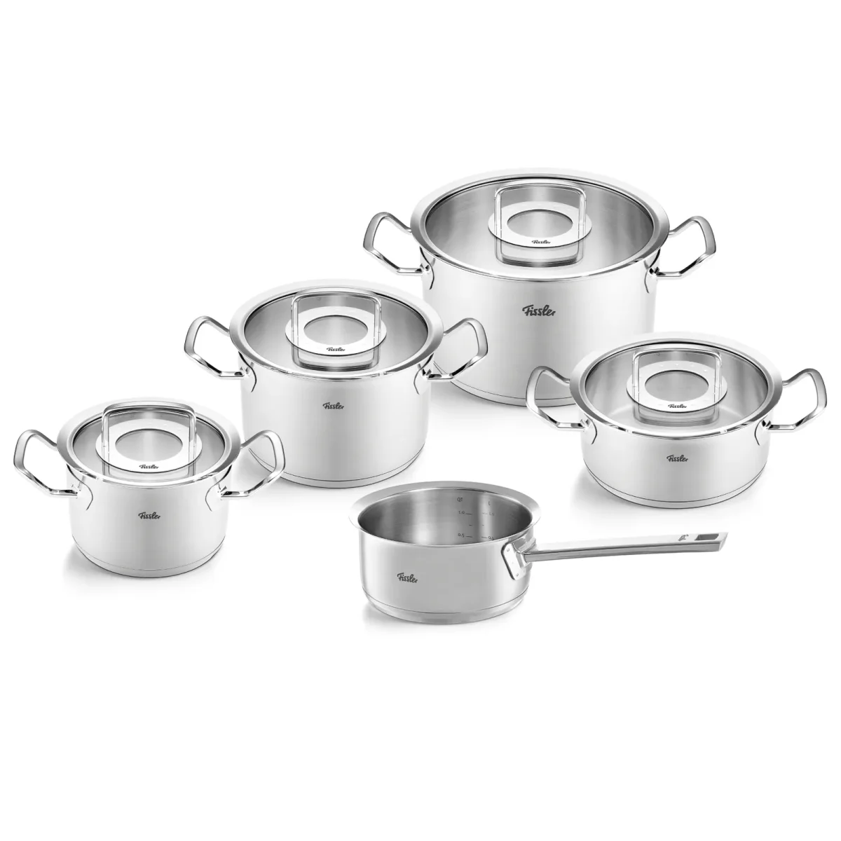 Fissler Profi 5 delige pannenset met glasdeksels